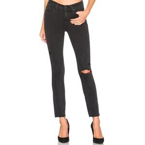Paige Verdugo Ankle Jean 27 4 Faded Noir Destructed Dark Wash Ankle Crop Denim
